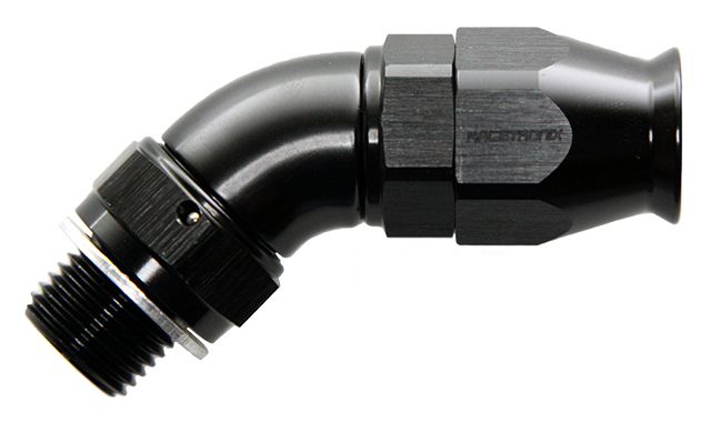 BYKSKI 45°ロータリーフィッティング Fitting, PTFE 45° -8AN x M16x1.5, BLACK (FIT-PF845M165): PTFE