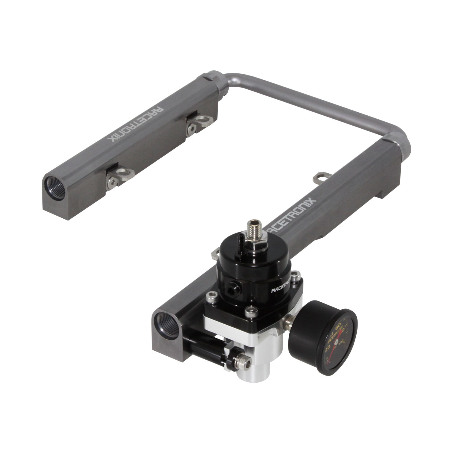 rrrダークブルーandイフブラックボーンタンクトップandブリーチスター Fuel Rail Kit, Turbo Buick V6 G77 Titanium Grey (Regulator Mount