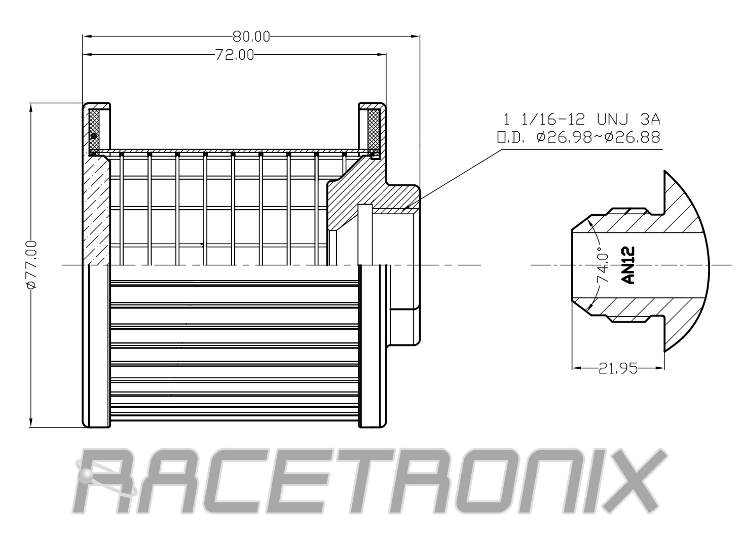Breather, SS -12AN ORBF, Polished (BTR-12JFP): Tank Accessories