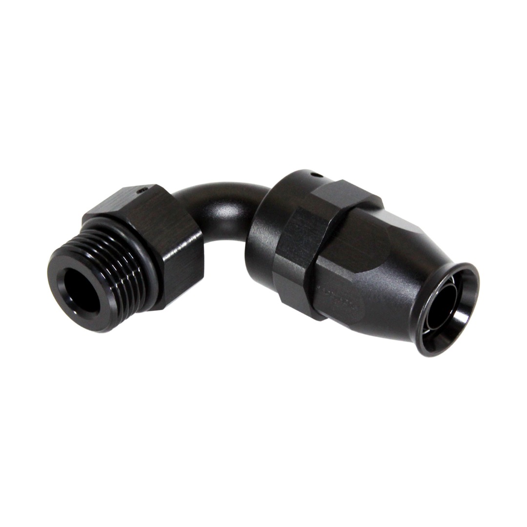Fitting, PTFE 90° -8 AN ORB Male Swivel, Black (FIT-689708